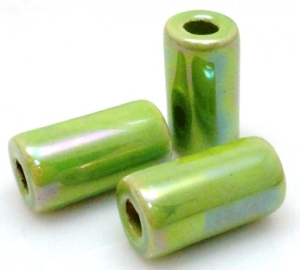 Nakładki na rzemienie i sznurki - walec 25x14mm - ceramika seledynowa