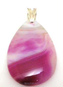 Zawieszka - agat różowy 50x27x6mm + srebro 925