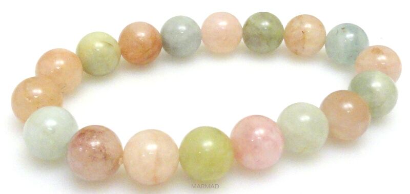 Bransoleta - beryl morganit kule 10mm - 18cm