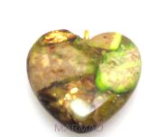 Jaspis cesarski z żywicą - zawieszka serce z ogniwkiem 21x20x6mm