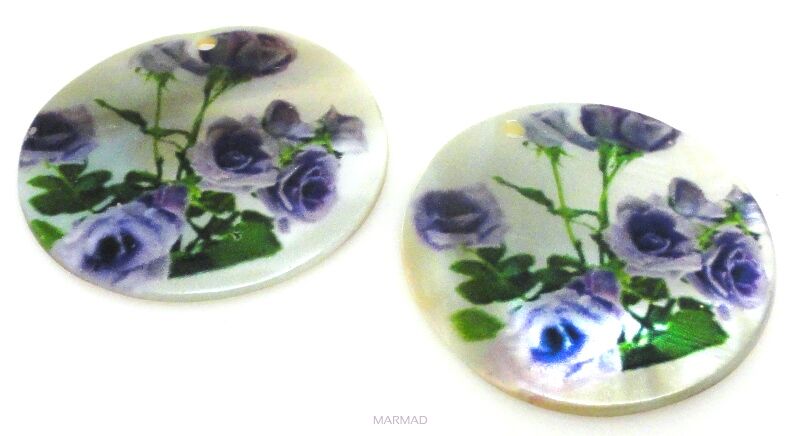 Muszla kolorowa na kolczyki  - moneta 35mm - jakość II