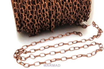 Łańcuszek ogniwka 7x4mm red copper - 1 metr