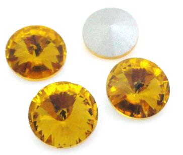 Kaboszon szklany fasetowany - rivoli 12mm - citrin
