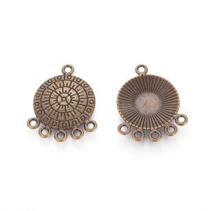 Łącznik, konektor, Baza filigranowa na wisior, kolczyki 27x21mm - antyczny brąz