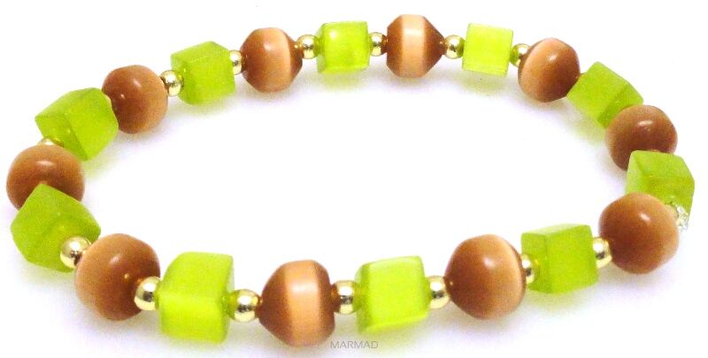 Bransoleta - uleksyt kule i kostki, hematyt złoty - 18cm