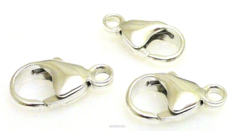 Karabińczyk 16mm z ogniwkiem - srebro 925