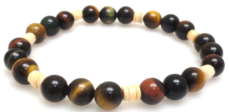 Bransoleta - tygrysie oko mix i muszla - 20cm