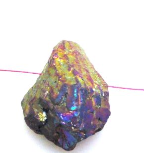 Kwarc pokryty tytanem multikolor - na wisior - 29x22x16mm