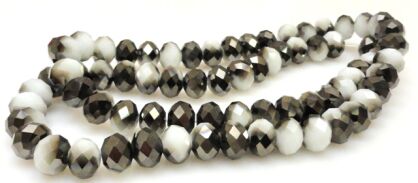 Kryształki fasetowane - oponki 10x7mm - biało grafitowe