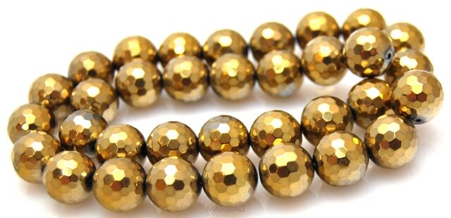 Hematyt fasetowany złoty - kula 12mm