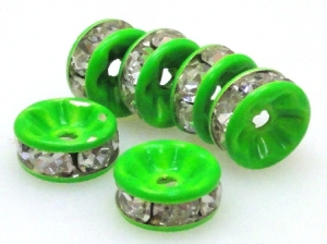 Przekładki z cyrkoniami crystal - krążek 8m - jasno zielone