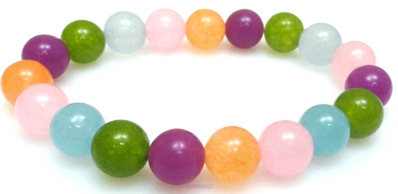 Bransoleta - kolorowy jadeit kule 10mm - 18cm