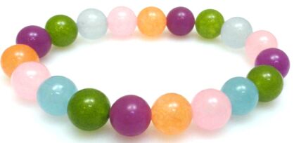 Bransoleta - kolorowy jadeit kule 10mm - 18cm