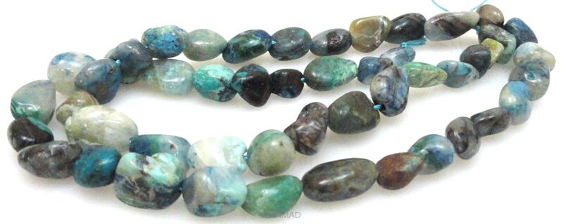 Chryzokola - nieregularne bryłki - sznur 39cm