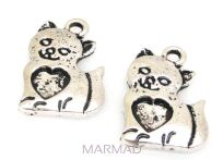 Zawieszka - kot z serduszkiem 20x14mm