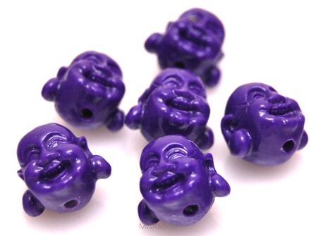 Budda uśmiechnięty 14x13mm - koral z żywicą - fioletowy