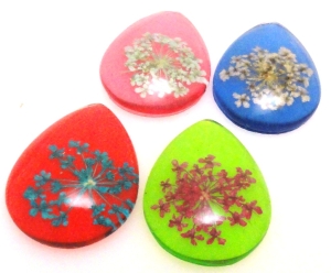 Kaboszony - krople 25x18mm - zasuszone kwiaty - zestaw 4 szt