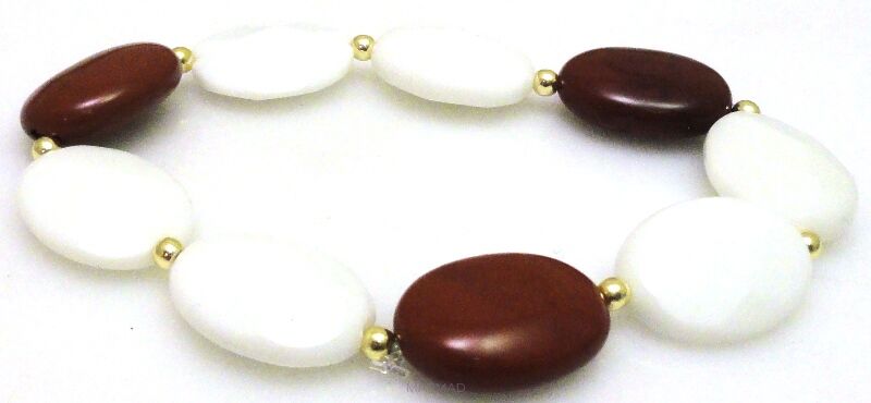 Bransoleta - jaspis, agat i hematyt złoty - 20cm