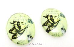 Kaboszon szklany - owal 18x13mm - motyl