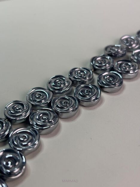 Hematyt ciemno srebrny - różyczka 12mm
