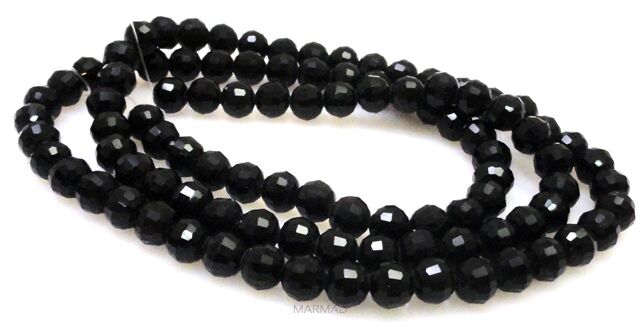 Kryształki fasetowane - kula 6mm - czarne