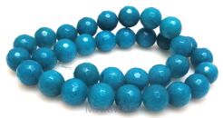 Jadeit fasetowany - kula 12mm - niebiesko turkusowy