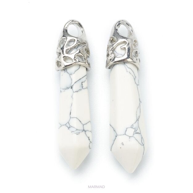 Zawieszka - howlit biały grot 35x8mm