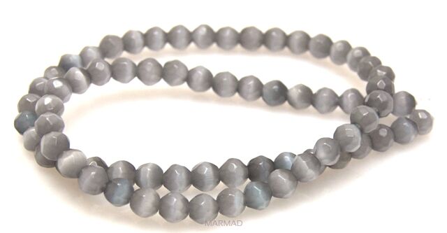 Kocie oko- uleksytowy fasetowany - kula 6mm - szary