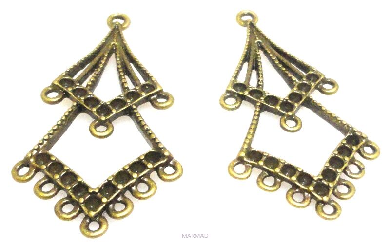 FILIGRAN Baza na wisior, kolczyki 47x24mm - antyczny brąz
