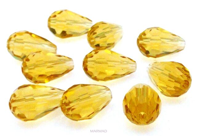 Kryształki fasetowane champagne - krople 11x8mm 