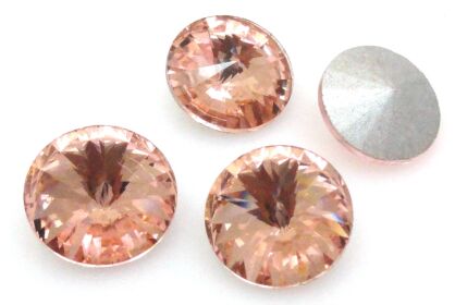 Kaboszon szklany fasetowany - rivoli 12mm - light rose