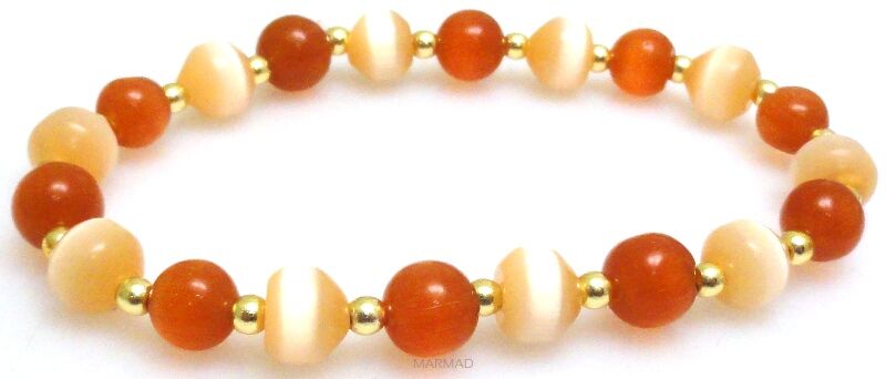 Bransoleta - uleksyt i hematyt złoty - 19cm