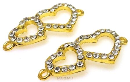 Łącznik z cyrkoniami crystal - 2 serca