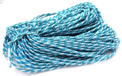 Sznurek ozdobny pleciony 3mm - turkusowo srebrny - 1 metr