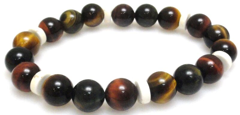 Bransoleta - tygrysie oko mix i howlit - 19,5cm