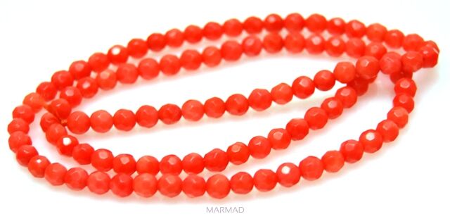 Koral fasetowany - kula 3,5mm - pomarańczowy