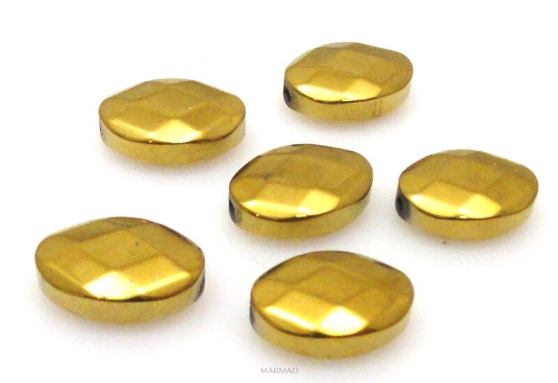 Hematyt fasetowany złoty - owal 14x10mm