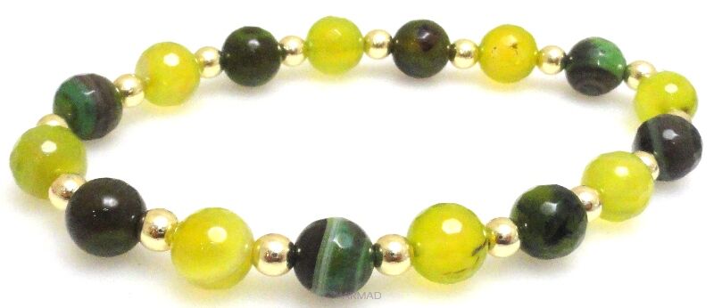 Bransoleta - agat,  jadeit i hematyt złoty - 19cm