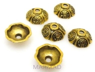 Czapeczki kopuły na korale - 9mm - antyczne złote