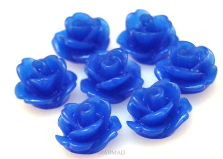 Kaboszon - różyczka 10mm - niebieska