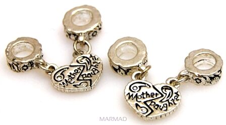 Charms do podwieszania - serduszko w kajdankach - posrebrzany