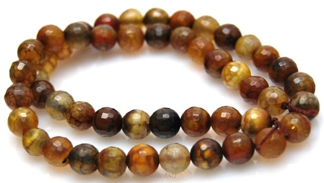 Agat ognisty fasetowany - kula 8mm 