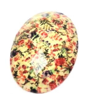 Kaboszon szklany fasetowany - owal 30x20mm - mozaika kwiatowa