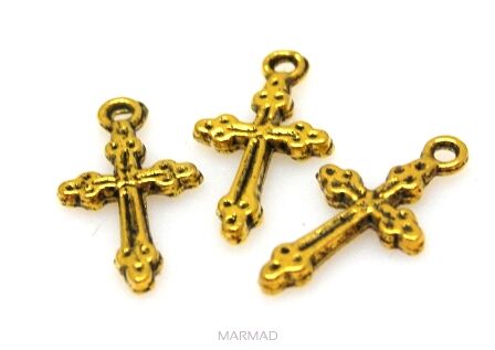Zawieszka - ozdobny krzyż 19x10mm kolor złoty