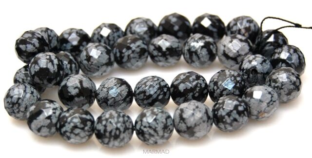 Obsydian śnieżny fasetowany - kula 12mm