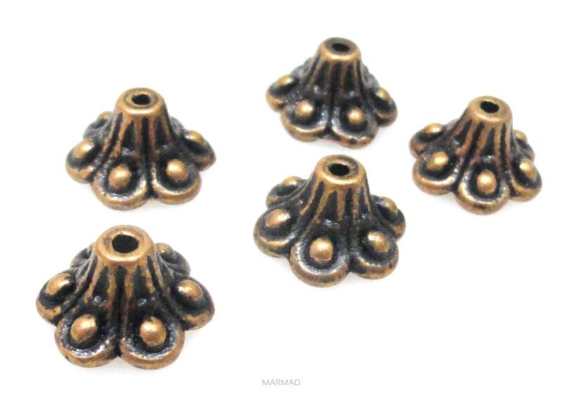 Czapeczki bali na korale - 10mm - red copper