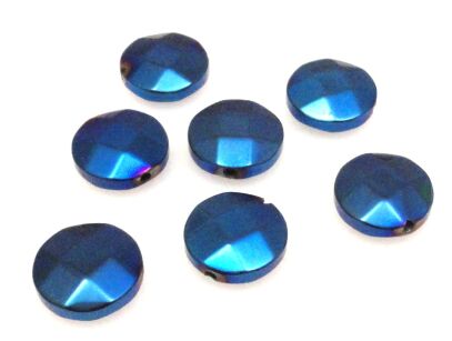 Hematyt fasetowany niebieski - moneta 10mm