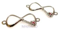 Łącznik znak nieskończoność love z cyrkonią rose - 33x14mm