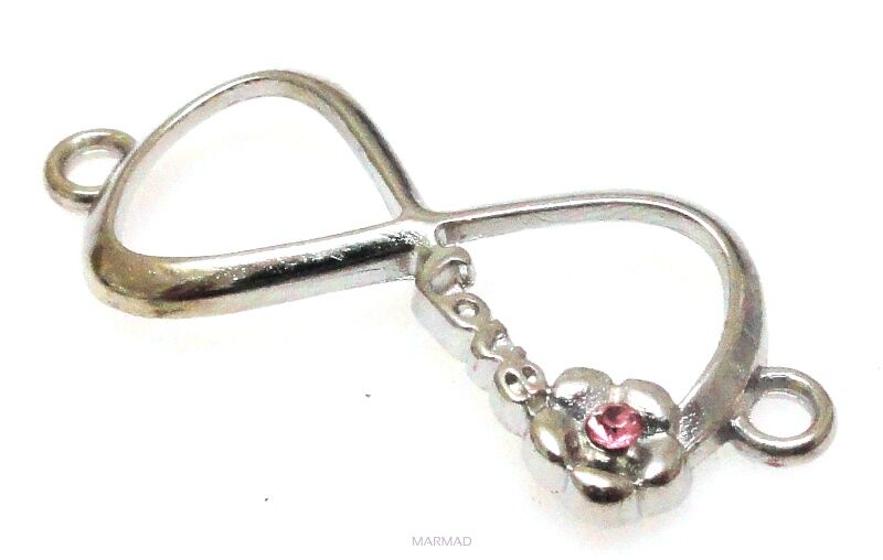 Łącznik nieskończoność love z cyrkonią rose - 33x14mm