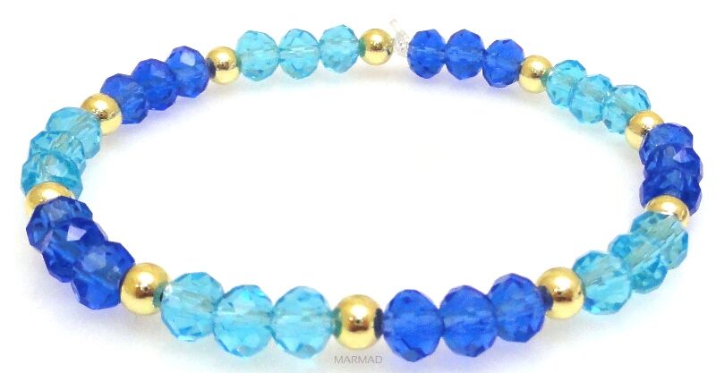 Bransoleta - hematyt złoty i kryształki fasetowane - 18cm